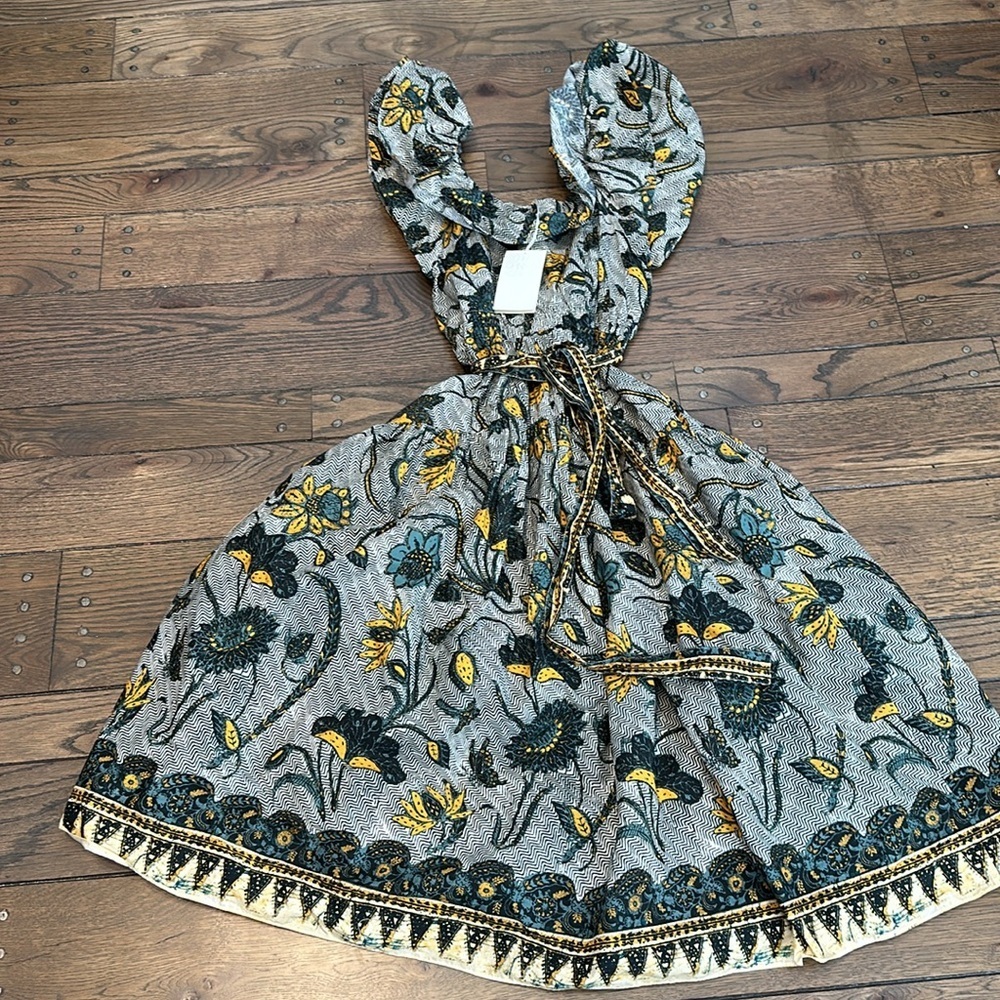 NWT Ulla Johnson Amira Ruffle Belted Midi Dress Portofino - Picture 7 of 8